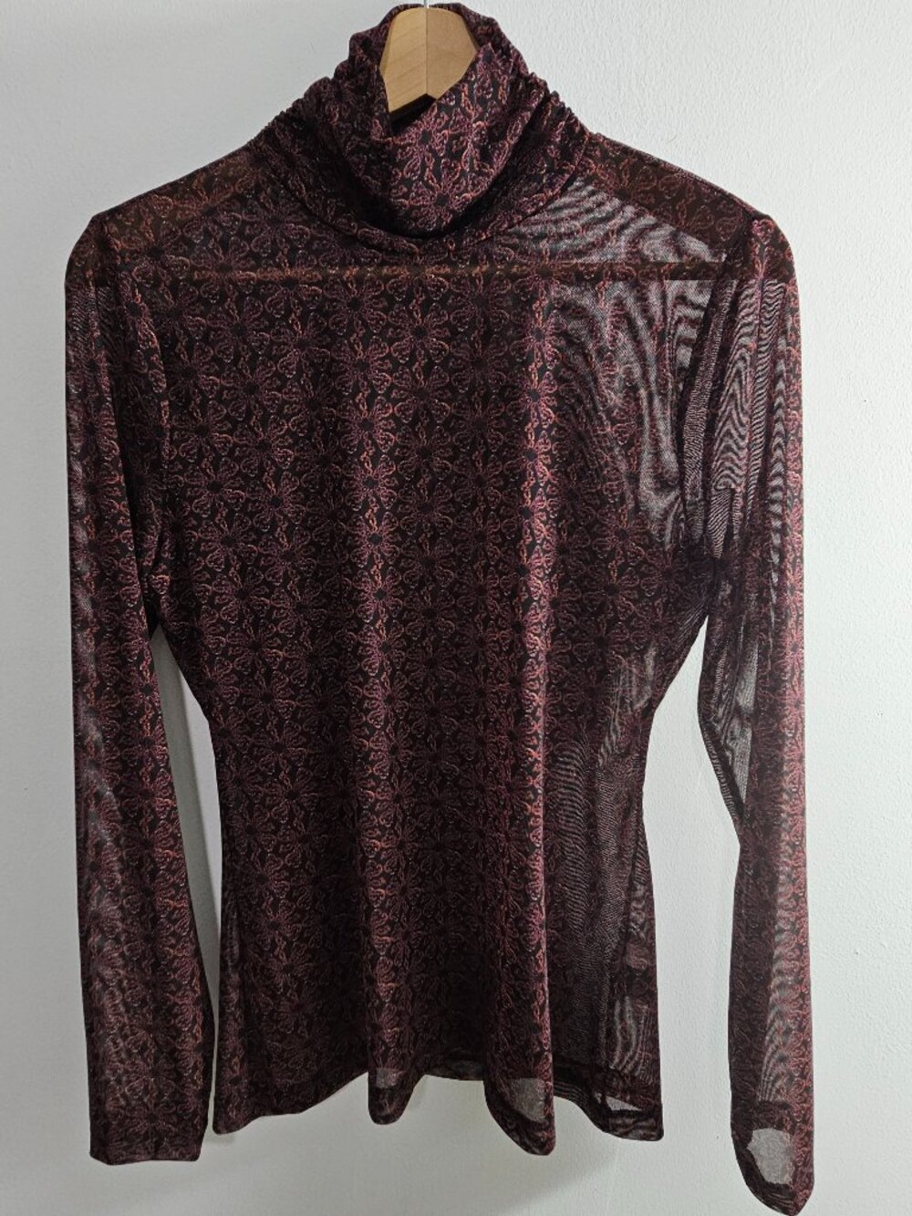 White House Black Market Sheer Ruched Turtleneck Mesh Top Women’s Small P
